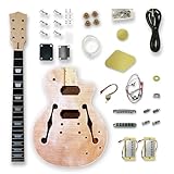 BexGears DIY Electric Guitar Kit, Natural, Right Handed, 6 String, H-H Pickup Configuration, Maple Neck, Okoume Body, Mahogany Top, Composite Ebony Fingerboard, Fixed Bridge