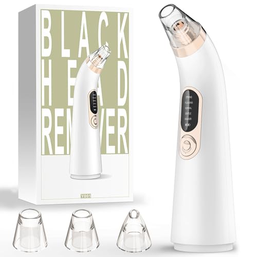 Mitesserentferner Porenreiniger Staubsauger, elektrisches Mitesserentfernungsgerät mit 5 Saugstufen und 3 Köpfen, zum Entfernen von Mitessern, Pickeln, Ölen, Mitessern im Gesicht, Mitesser- Vakuum