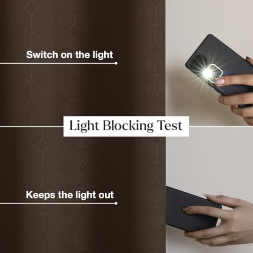 Image of HOMEMONDE 100% True Blackout Curtains 10 Feet Long Door - 1 Piece Curtain| Embossed Design | Light Block Thermal Insulated & Noise Reducing Room Darkening Curtains (Brown, 120Inch)