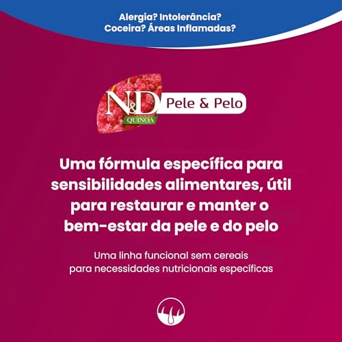 Farmina N&D Quinoa Pele e Pelo úmida para Gatos Adultos de Todas as Raças Sabor Quinoa, Coco e Arenq