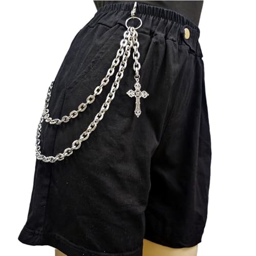 Punk Cross Pants Chain for Women Men Vintage Cross Trouser Chain Gothic Wallet Chains Hip Hop Pocket Chains Halloween Jewelry Costume Accessories2