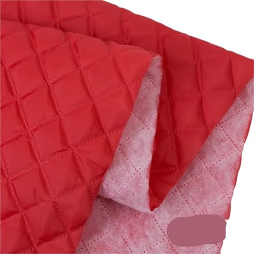 Tissu matelassé épais en polyester matelassé pour doublure de manteau d'hiver, doublure de veste rembourrée en coton pour couture et travaux manuels (rouge)