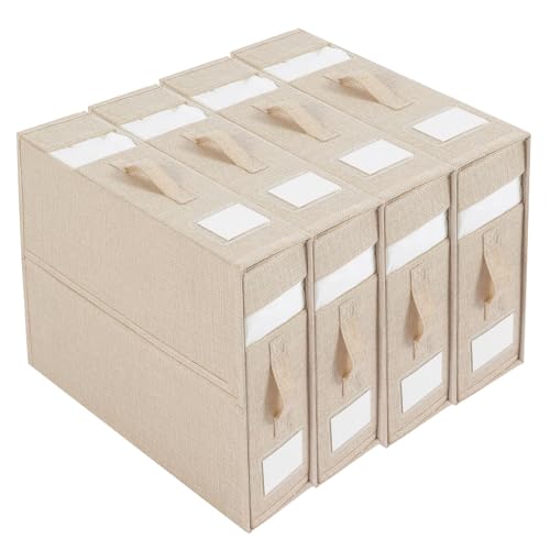 Contenedores de almacenamiento de sábanas y ropa de cama pack de 4 organizadores de armario lino 2