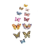 SanKristo 3D Butterfly Wall Stickers 12 PCS, Glow in The Dark Double Layer Butterfly Magnetic with Adhesive, Colourful Art Wall Decorations Crafts Room Accessories Fridge Stickers Butterflies Decor