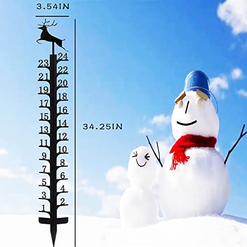 24 Inch Iron ArtSnow Gauge Outdoor, Elk Snow Measuring