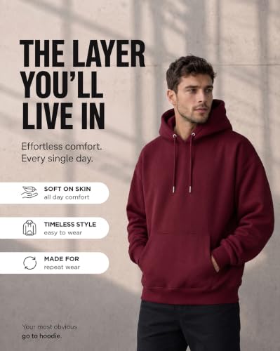 Image of Nobero Heavy Duty Oversized Solid Hoodie for Men | Hoodies for Men | Oversized Fit | Solid Colour | Thick Fleece Fabric | Drawstring Hood
