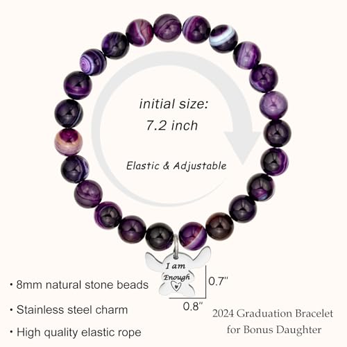 Image of LINY Inspirational Gifts for Women, Natural Stone Beads Stretch Stitch Bracelet Charm Jewelry Ohana Means Family Gifts Stitch Stuff for Women Love, Mom, Daughter, Niece, Sister