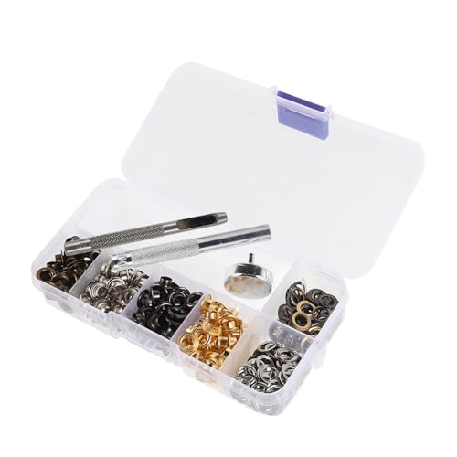 HIAKDOFT 軽量中空属銅製ハトメキット 色各 ハトメパンチ付きレザークラフト工具収納ケース入り衣類バッグ靴用アクセサリー補修用
