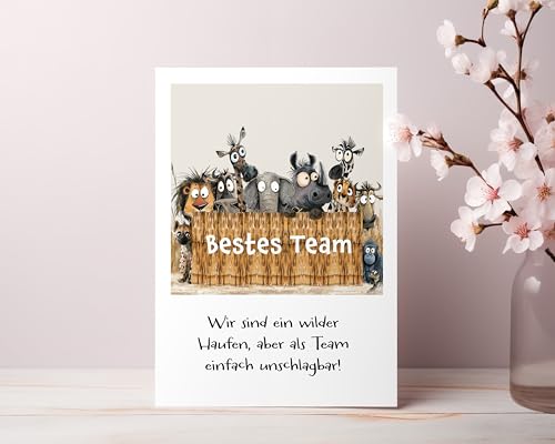 PURESIZE 12er Teamkarten mit witziges Safari Motiv, Kollegen Geschenk Karten, Mitarbeiter, Angestellte, Weihnachten, Danke sagen, kleine Aufmerksamkeit, Abschied Jobwechsel