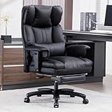 Big and Tall Office Chair 500lbs Wide Seat Executive Office Desk Chair High-Back Office Task Chair with Foot Rest, Ergonomic Lumbar Support Computer Office Chairs for Heavy People(Black)