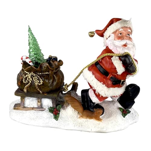 GMMH XXL Weihnachten Figur 29 cm Hoch mit LED, Leuchtend (36209) Weihnachtsdeko Gartendeko Gartenfigur Nikolaus Figur Weihnachtsmänner Gartenzwerg Zwerg (Rot)