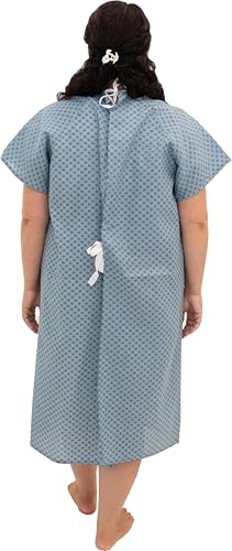 Careoutfit 3 Pack - Blue Hospital Gown with Back Tie/Hospital Patient Gown with Ties - Fits Small - XL - Thumbnail 3
