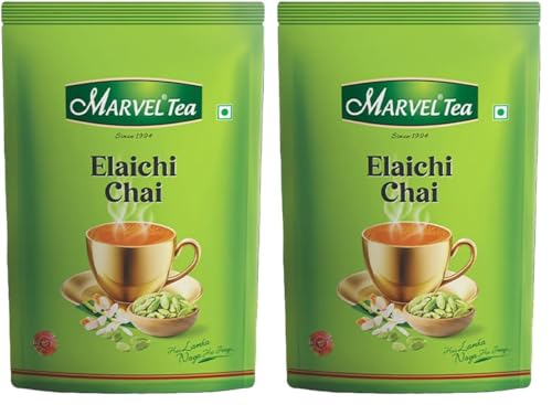 Image of Marvel Tea Elaichi Tea 1Kg, Handpicked Leaves & Natural Ground Cardamom From Assam & Darjeeling, Black Chai (Pack of 2)