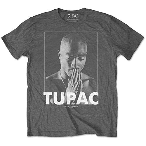 Rock Off Grey Tupac Shakur 2Pac Rap Oficial Camiseta para Hombre (Large)