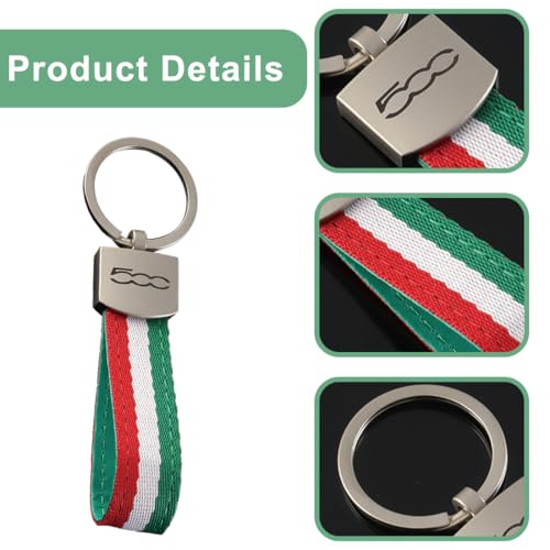 HSKRKOW 1 Stück Schlüsselanhänger Italien Mit Fiat Logos,Zubehör Für Fiat 500,Klassisches Replika-Design