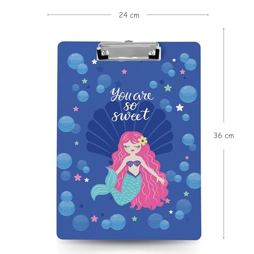 Image of Clipboard Drawing, Writing, Exam Board with Clip (Size - 24x36 cm) Sturdy, Lightweight for Office, School, College - Mermaid