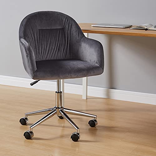 Canglong Upholstered Home Office Desk Chair Swivel Leisure Chair With Wheels Living Room Chairs For Study Room Bedroom Guest Room Set Of 1, Grey #TOP6