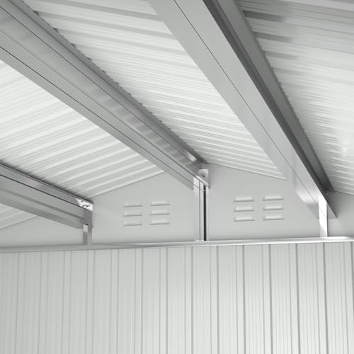 Image of Polar Aurora 10x12 FT Metal Shed, Heavy-Duty Galvanized Steel Tool Storage Shed with Lockable Doors, Waterproof Outdoor Garden Shed for Outside, Backyard, Patio, Lawn, White