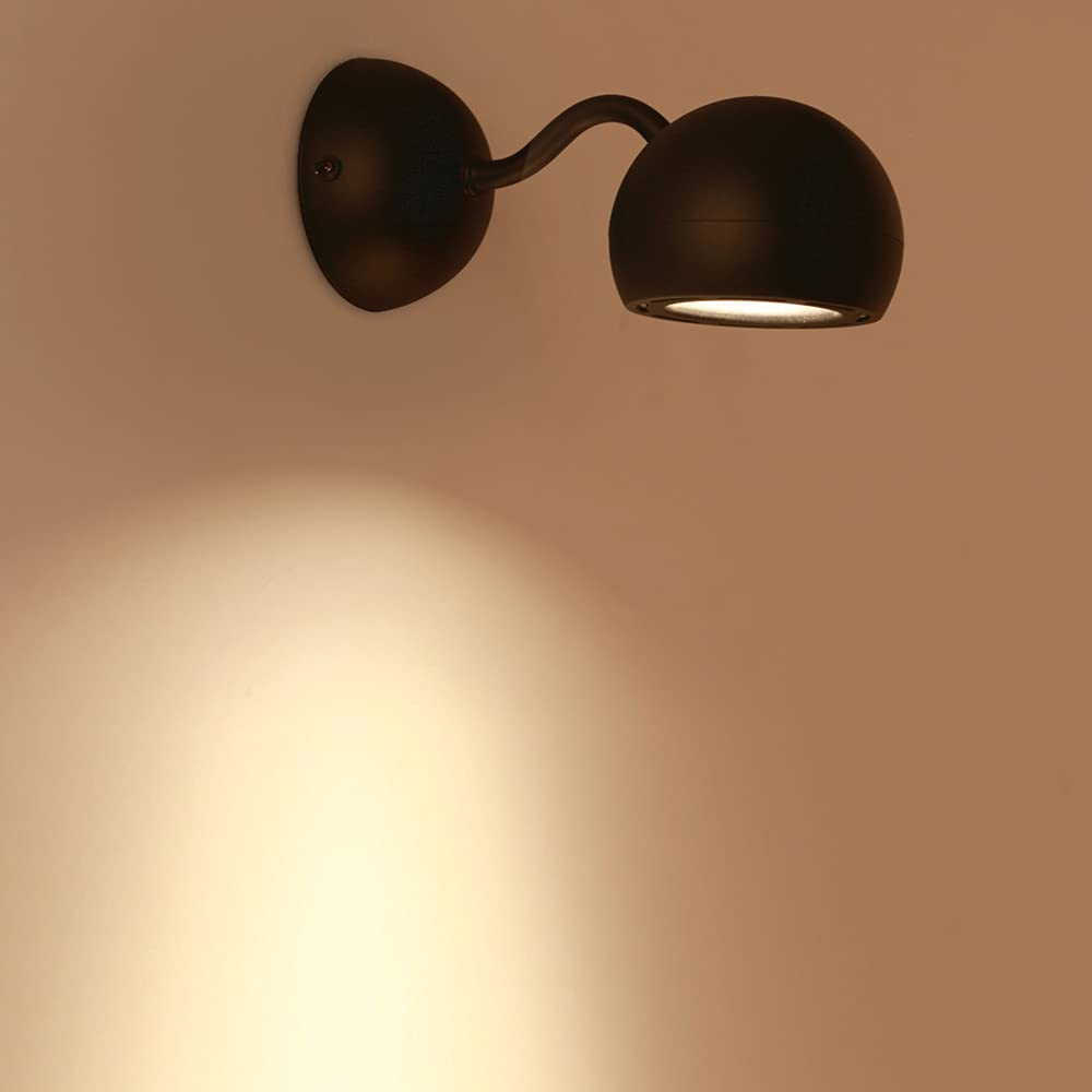 HYJAUSXB LED Bedside Wall Lamp Black丨Adjustable Single Spotlight 7W Warm Light丨rotatable Bedroom Reading Spot Lights for Books in Bed Nightstand Lighting Fixture