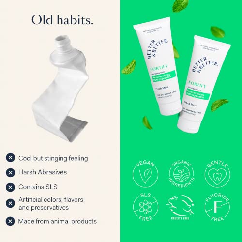 Better & Better Fortify Toothpaste - Fluoride & Sls Free Hydroxyapatite Toothpaste 1 Ct | Remineralizing Toothpaste For Sensitivity W/Organic Mints | Vegan & Whitening Sensitive Toothpaste #TOP3