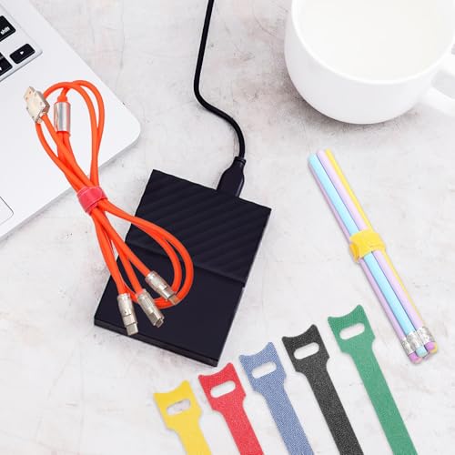 ORFOFE Reusable Cable Ties Cord Organizer 150Mm Wire Management Straps for Charging Cords and Desk Cable Holder, 100 Pieces miniatura 7