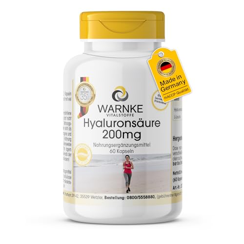 Hyaluronsäure 200mg - 60 Kapseln - schluckfreundlich - hochdosiert - vegan | Warnke Vitalstoffe - Deutsche Apothekenqualität