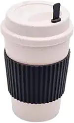 Copo Ecológico de Bambu 450ML Reutilizável com Tampa Antivazamento e Mexedor Sustentável para Café, Chá e Bebidas Frias (Roxo)