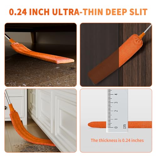 Image of Cobweb Duster with Extension Pole,Cleaner Outdoor 110 inch Telescoping Extended Sspider Brush, Dusting Kit,Long Handle Reach for High Ceilings and Fans,Microfiber Webster Remover Tools Feather Dusters