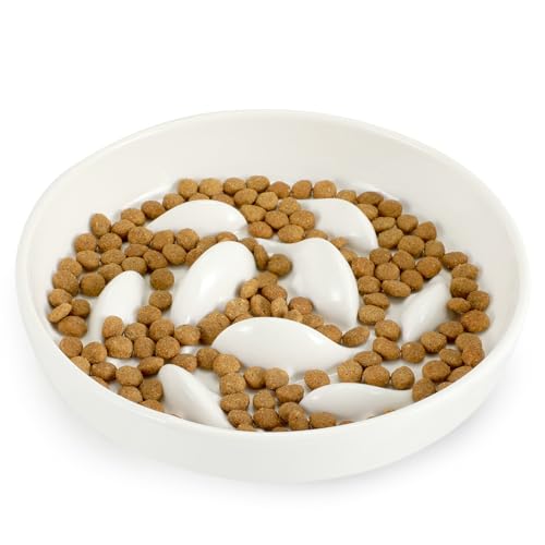 PETTOM Antischlingnapf Katze Keramik, Slow Feeder Katze Nassfutter, Langsam F&uuml;tterung Katzennapf, Anti Schling Napf Katzen Hunde Klein