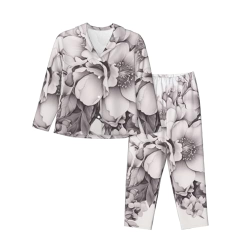 Pyjama 2 pièces doux pour femme ensemble graphite floral XL-3XL