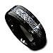 8mm Tugsten Rings for Men,Silver Celtic Dragon Black Ring Band with Blue Imitated Carbon Fiber Inlay,Promise Rings for Couples,Size 7.5