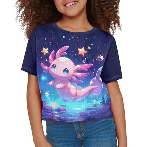 Image of Girls Summer Crop Top Outfits Short Sleeve T Shirts Kids Cute Clothes Tees Blouse