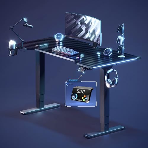 FLEXISPOT CyberX RGB LED Electric Gaming Standing Desk, 55 Inch Dual Motor 3-Stage Adjustable Desk up to 352 lbs, Large Ergonomic Computer Workstation for Gamers, Streamers & Home Studios (Black)