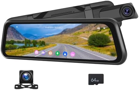 4K Mirror Dash Cam 9.66" Rear View Mirror Front And Rear