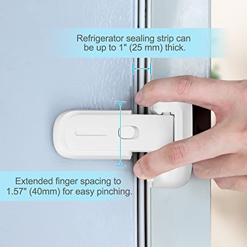 Clymene Refrigerator Fridge Freezer Door Lock For Kids, Child Proof Refrigerator Latch Lock To Keep Door Closed, No Tools Required And Easy Installation (White) #TOP5
