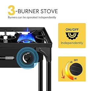 VIVOHOME 225,000 BTU Outdoor 3-Burner Propane Gas Stove, Heavy-Duty Camping Cooker with Detachable Legs Stand, Ideal for Backyard, Camping, and Outdoor Cooking VIVOHOME 225000 BTU Outdoor 3 Burner Propane Gas Stove Heavy Duty Camping Cooker with Detachable Legs Stand Ideal for Backyard Camping and Outdoor Cooking