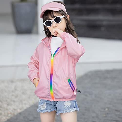 Boys Long Sleeve Zipper Hoodie Jacket Tops Kids Girls Lightweight Summer Rash Guard Breathable Outwear Simple Tees2