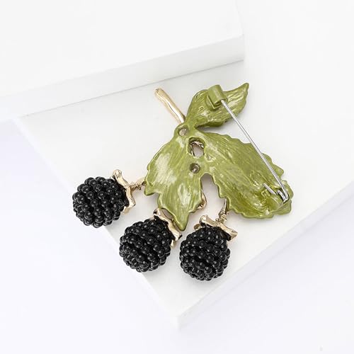 Image of Fashion Enamel Blackberries Pendant Brooch for Women Plant Pin Fruit Brooch for Bag, Sweater, Coat, Hat, Shoes, Dress, Suit,Summer Vacation