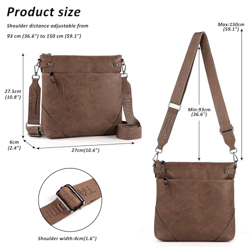 Image of TANTOMI Crossbody Bags for Women, Vegan Leather Hobo Purse for Travel, Shoulder Handbags with Adjustable Wide Strap