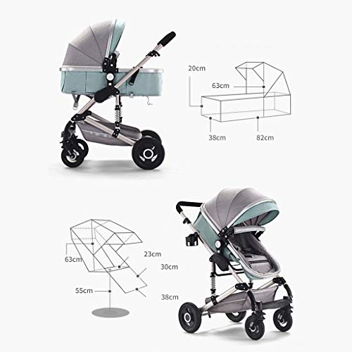 3 In 1 Kinderwagen Carriage Foldable Luxebuggy Wandelwagen Anti-Shock Springs High View Kinderwagen Kinderwagen Bugg Met Baby Basket For Pasgeboren (Color : Black) - Afbeelding 8