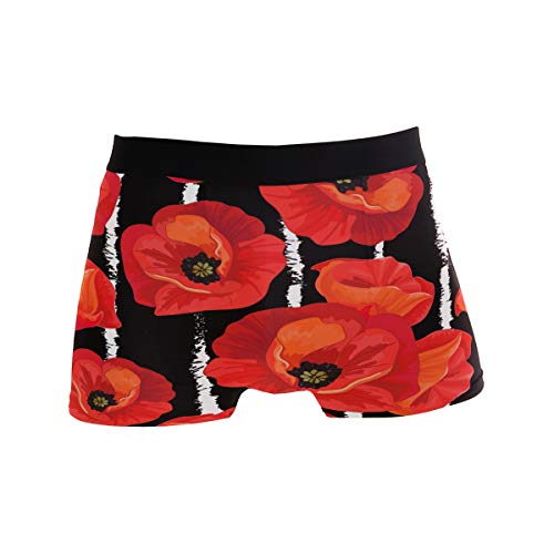 ZZKKO Boxer pour homme Motif coquelicot floral respirant extensible avec pochette S-XL - Noir - X-Large Cover
