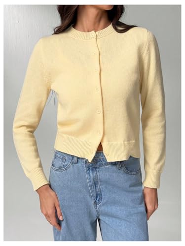 Verdusa Women's Button Down Short Cardigan Sweaters Elegant Lightweight Knit Outerwear3