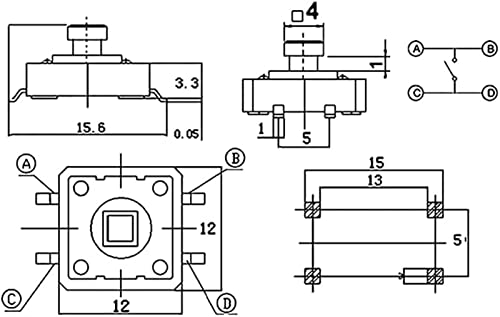 Microinterruptor táctil auto-reseteable de cabeza cuadrada para solucionar fallos de botones 5