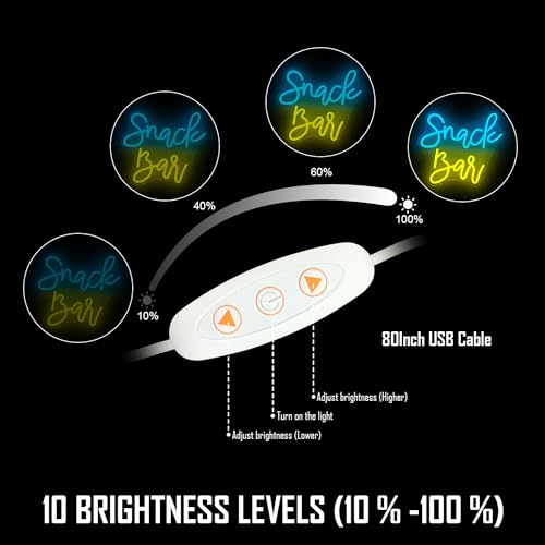 Image of Snack Bar Neon Sign for Wall Decor Neon Led Sign Dimmable Neon Light Up Sign for Club Cake Candy Shop Coffee Bars