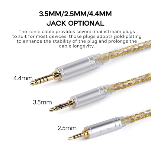 Image of Linsoul Tripowin Zonie 16 Core Silver Plated Cable SPC Earphone Cable for TIN Audio T2 T3 UE900s SE215 SE425 BGVP Earphones (MMCX-3.5mm, Gold)