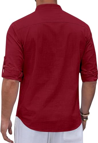 Image of Zombom Men's Kurta || Chinese Collar Long Sleeves || Straight Hip Length Kurtas || Short Kurta for Men || for Festival || Function || Occasion Wear Fancy Kurta for