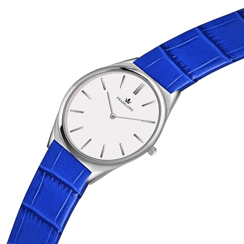 Image of Franklord Ultra-Slim Men's 5 mm Swiss Movement Dress Watch - 40 mm Case, Sapphire Crystal, 316L Stainless Steel with Leather Strap