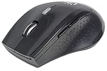 Manhattan Curve Wireless Mouse, Black, Adjustable DPI (800, 1200 or 1600dpi), 2.4Ghz (up to 10m), USB, Optical, Five Button with Scroll Wheel, USB micro receiver, 2x AAA batteries (included),Full size