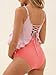 Summer Mae Maternity Swimsuit One Piece Ruffle Cutout Pregnancy Bathing Suit Lace Up Swimwear Pink Stripe X-Large