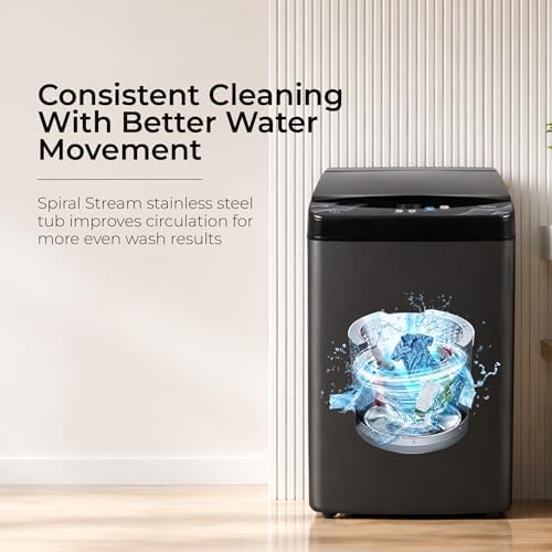 Image of Midea 7.5 Kg 5 Star Fully Automatic Top Load Washing Machine, Spiral Stream Tub, Dual Waterfall, 6 Petal Pulsator, Magic Filter (MWMTL075FP0PNMB, Auto Restart, Mid Black)